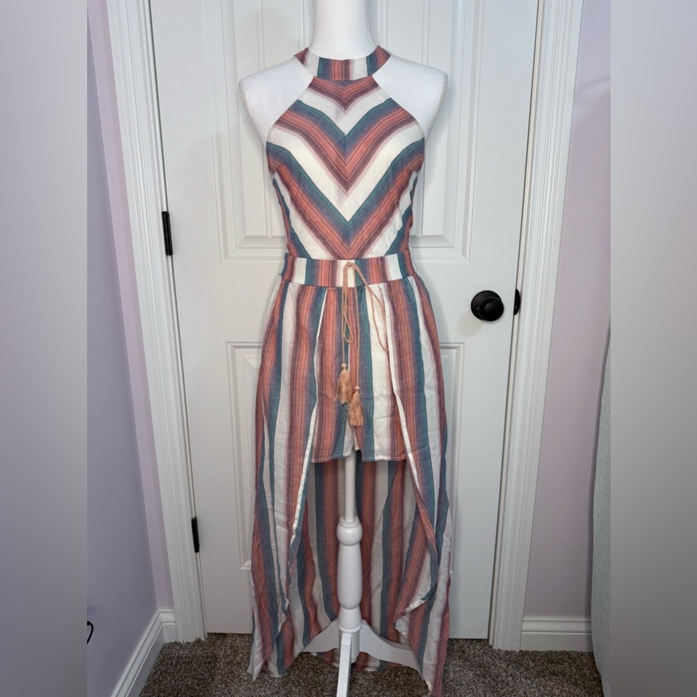 Romper Striped Halter Maxi Shorts / Dress
